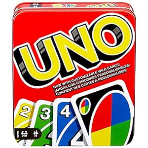 Mattel Games UNO Card Game for Family Night, Travel Game & Gift for Kids in a Collectible Storage Tin for 2-10 Players (Amazon Exclusive)